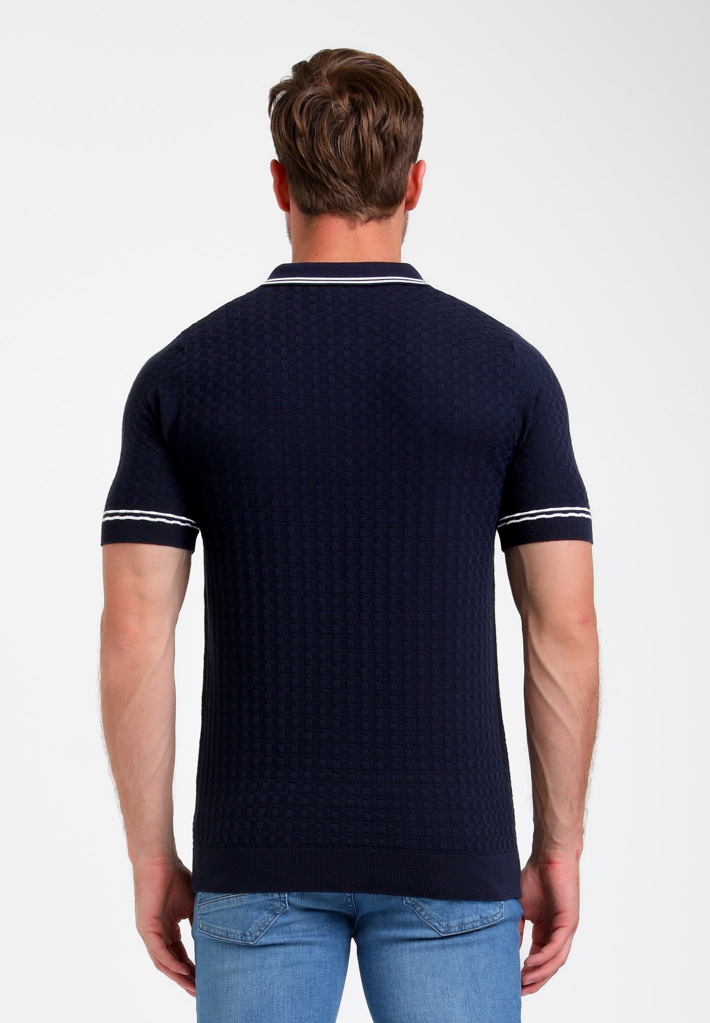 Knitted Polo with zipper | Navy