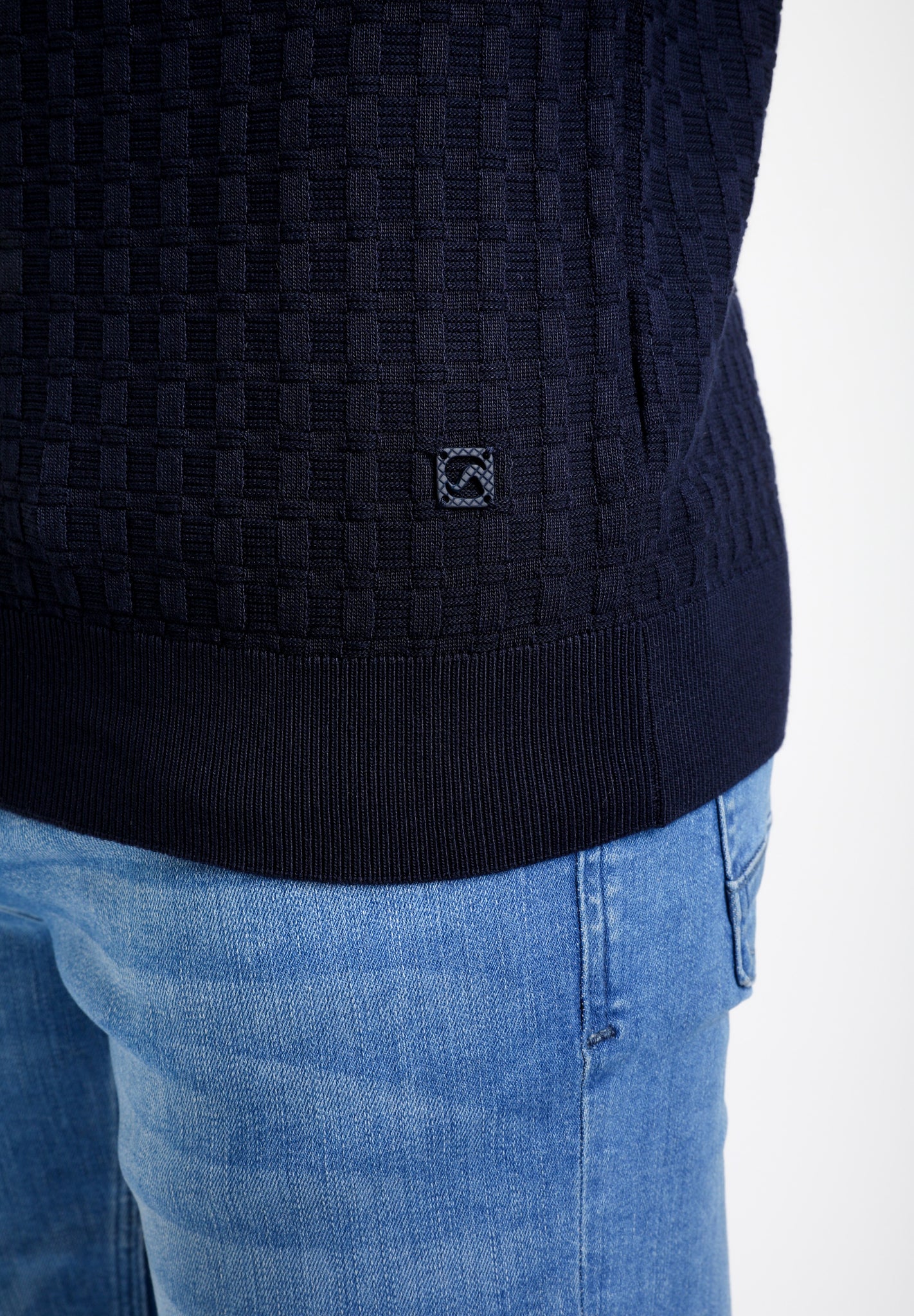 Knitted Polo with zipper | Navy