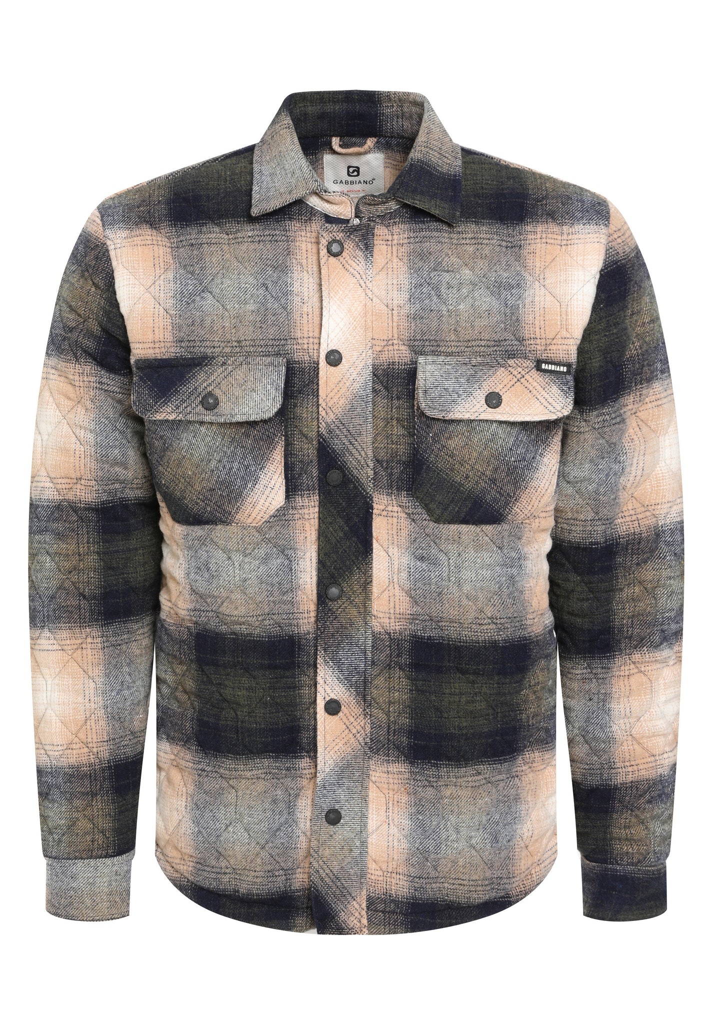 Geruiten flannel gewatteerde vest | Khaki Brown