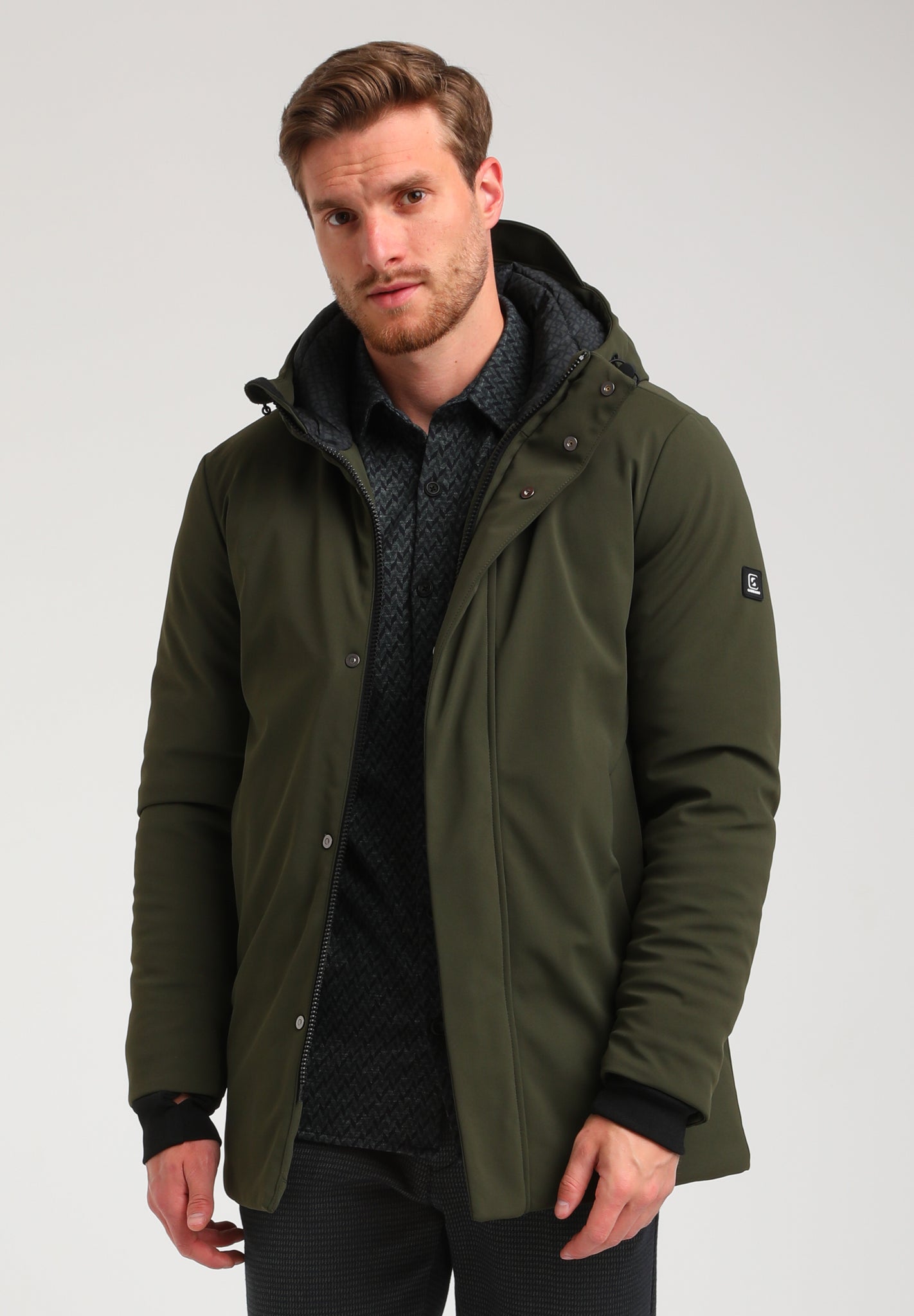 Minimalistische parka stretch | Army