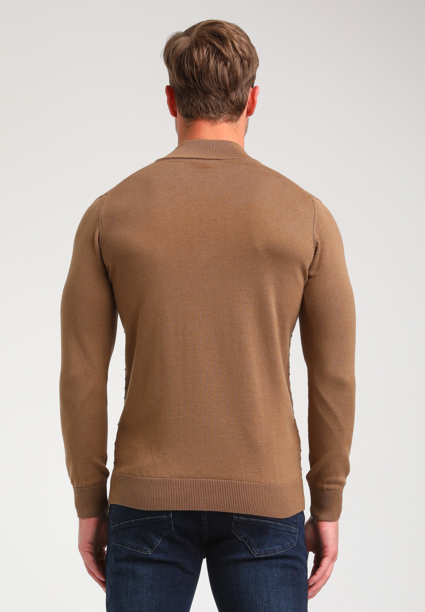 Structuur knit hoge kraag | Khaki Brown