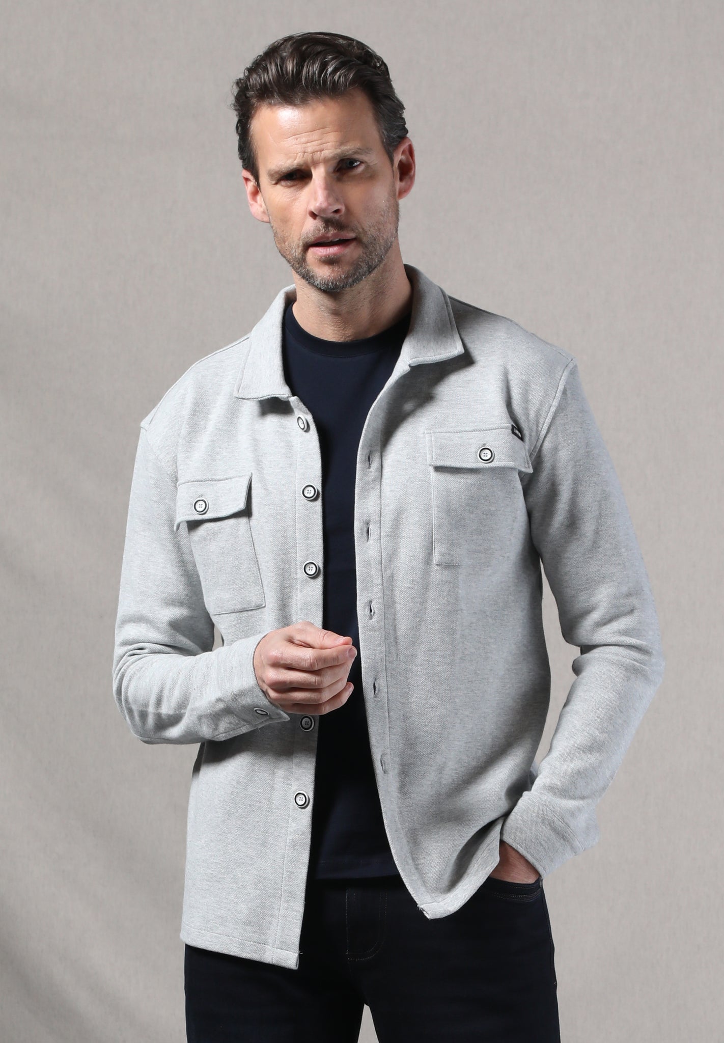 Technical overshirt with buttons Gray Melange